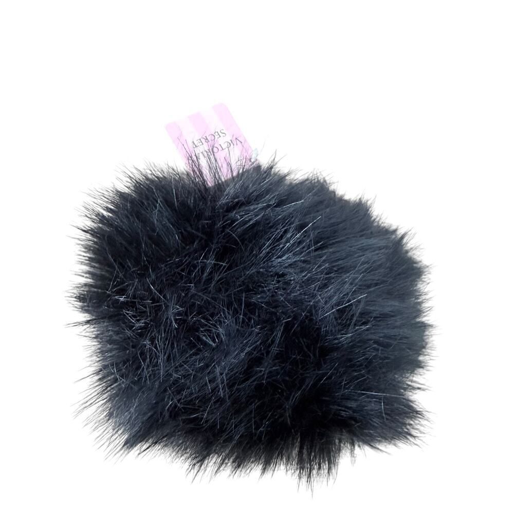 Victoria's Secret Black Faux Fur Keychain Pouf NWT - Picture 2 of 5